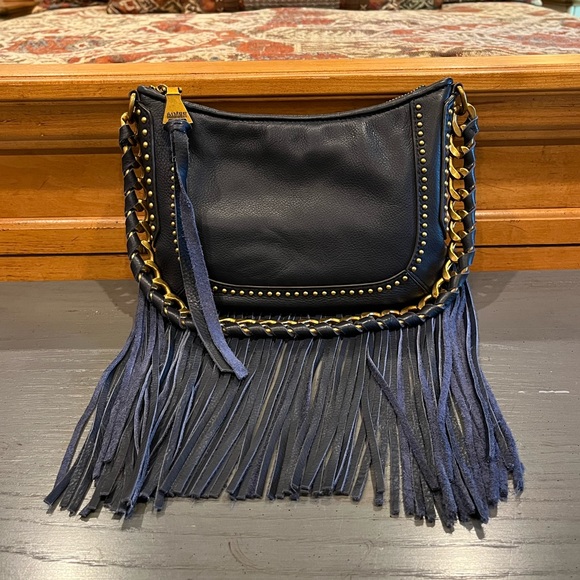 *SOLD* Aimee Kestenberg Take Me Out Fringe Crossbody Shoulder Bag - Deep Indigo - Picture 1 of 16